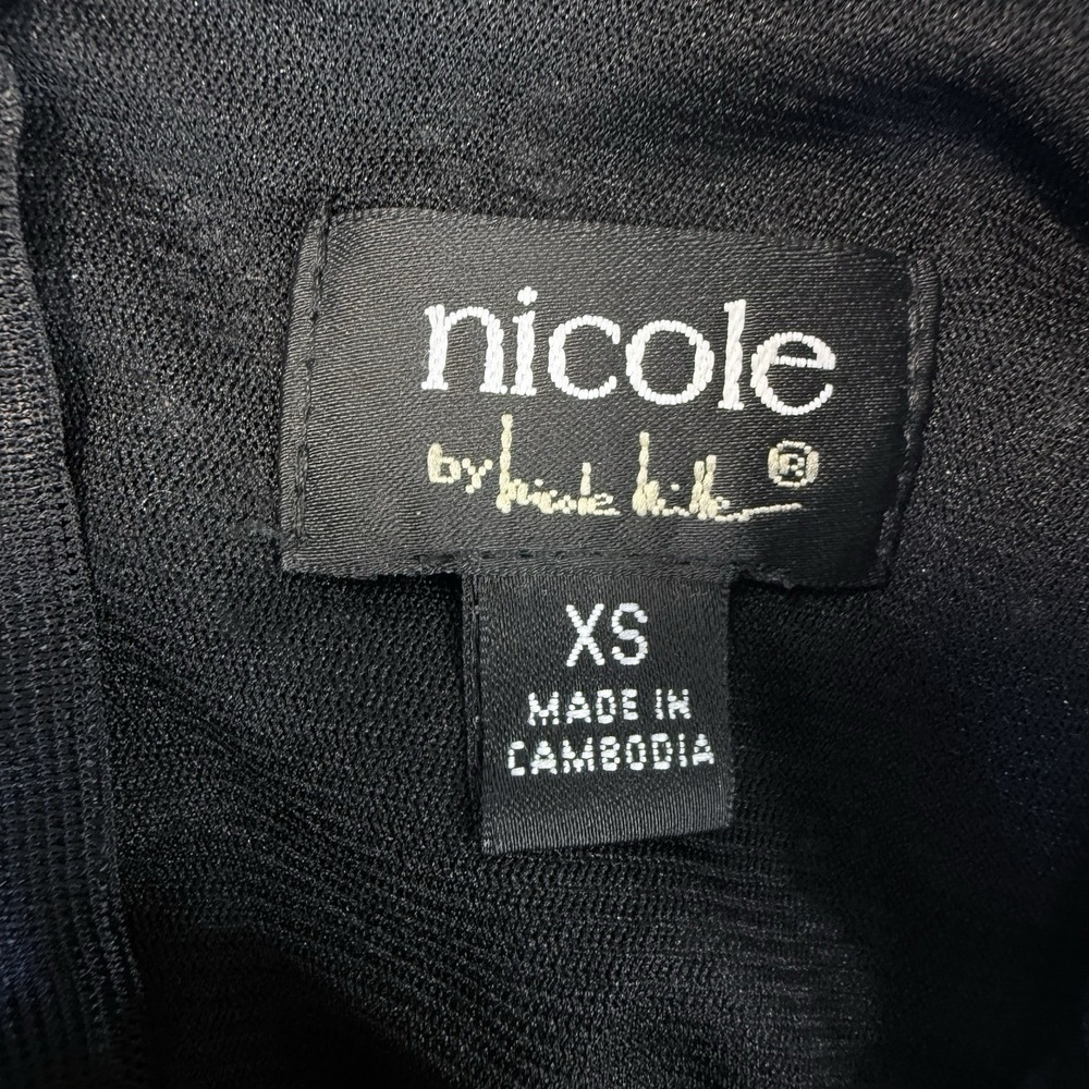 Nicole Miller Black Lace Midi Dress XS Ruffle Romantic Cocktail Bodycon Sheath - Picture 6 of 12